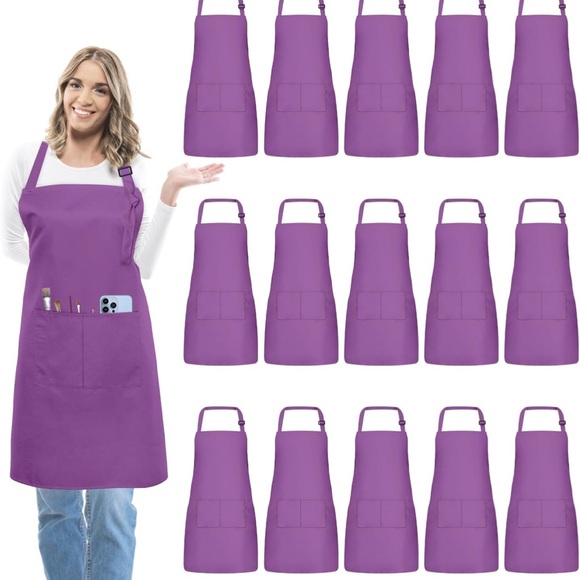 Other - Purple Adjustable Bib Apron with Front Pockets NWOT